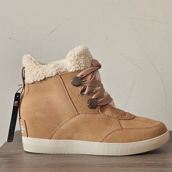 Sorel Women's ONA Cozy Wedge Boots Size 8.5  Tawny Buff/Sea Salt 2048681 NEW - Picture 6 of 9